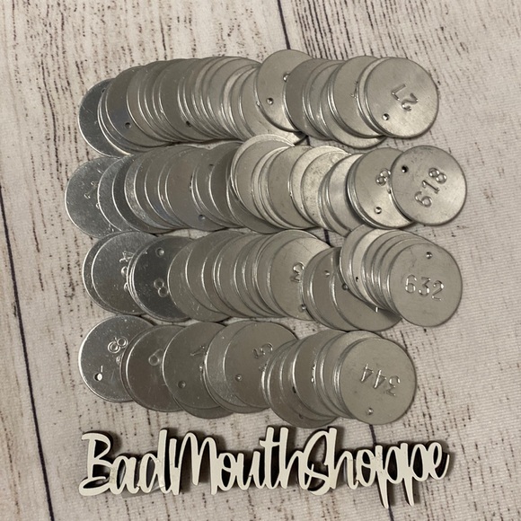 *Set of 95 Silver Stamped Numerical Number Identifying Circle Tags - Picture 1 of 4